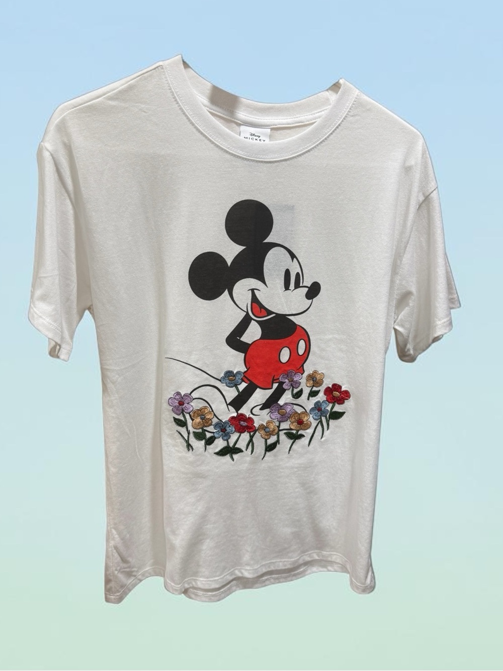 Disney White Mickey Mouse Floral Walk Tee